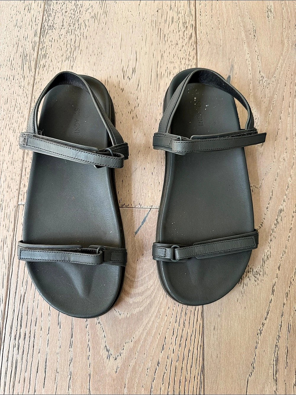 St. Agni Utility Slide Blue Grey Strappy Sandals